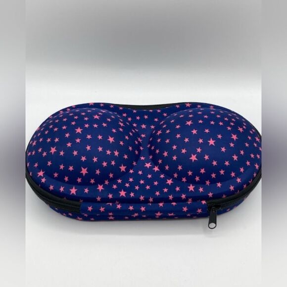 Women’s Bra Travel Case Blue Pink Stars by Jockey Zippered & Handle - Picture 2 of 9